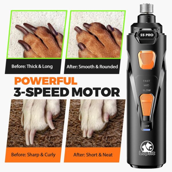 81xo6bwIdrL._AC_SL1500_.jpg Whisper Quiet Dog Nail Grinder with 4 LED Lights, Safe & Stress-Free for Sensitive Dogs Cats of All Breeds & Sizes, 3 Grinding Bits, 3-Speed, Pet Nail Trimmers, Rechargeable Painless Grooming Kit