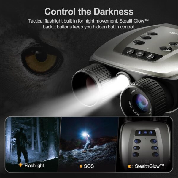 VisioGear Night Vision Binoculars - Night Thunder X3 4K Night Vision Goggles for Adults, AI Color Mode, 2000ft Range, 5000mAh Battery, 32GB Card for Camping & Security