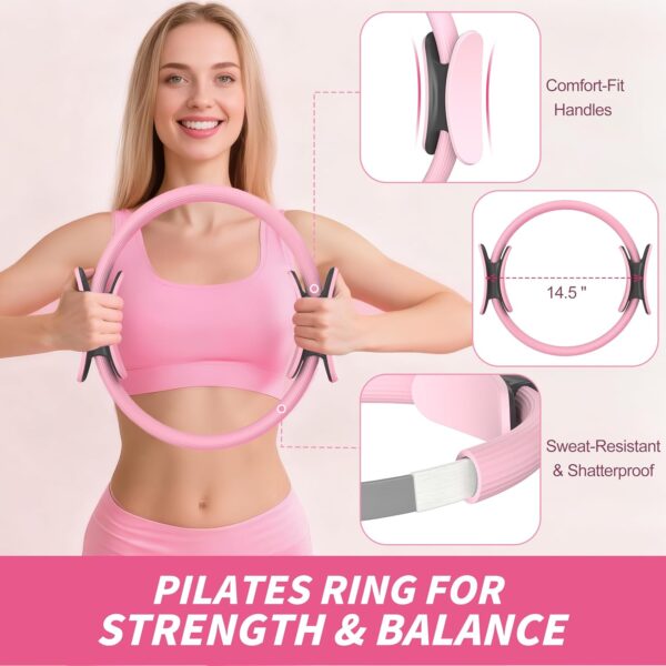 81y6Yabz5CL._AC_SL1500_.jpg NANATI Pilates Kit, Home Pilates Workout Kit for Women, Pilates Equipment with 14.5" Pilates Ring and Ball, Resistance Bands, Ankle Weights, Sliders & Grip Socks Accessories for Starter Home Workouts