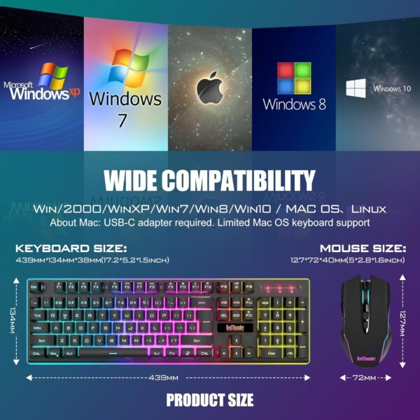 81yfkyELcGL._AC_SL1500_.jpg RedThunder K10 Wireless Gaming Keyboard and Mouse Combo, RGB Backlight Rechargeable 3800mAh Battery, 26-Key Anti-ghosting Keyboard + 7D 3200DPI Mice for PC Gamer