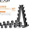 81z5kcIWiDL._AC_SL1500_.jpg CAP Barbell Rubber Coated Hex Dumbbell Set with Storage Rack | 100–210 lb Options, Space-Saving Vertical Compact Storage for Home Gym Strength Training