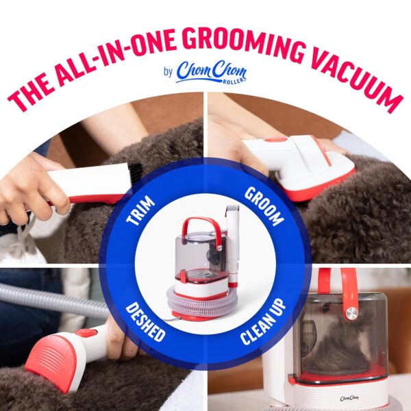 ChomChom Roller Dog Vacuum for Shedding Grooming – Dog Grooming Kit with Dog Brush Vacuum Attachment, Pet Hair Clipper with Guards, Large-Capacity Bin