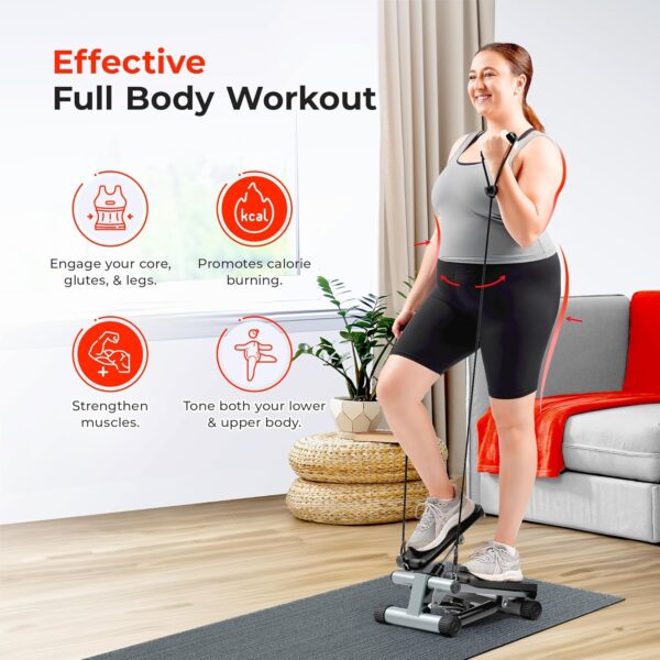 81zoKPwvBcL._AC_SL1500_.jpg Sunny Health & Fitness Mini Steppers for Exercise at Home, Stair Step Workout Machine with Resistance Bands, Full Body Cardio Equipment, Optional Free SunnyFit App Connection Smart Stepper