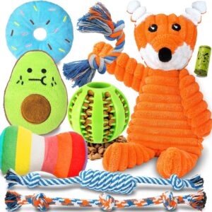 91Rgyiif18L._AC_SL1500_.jpg Zeaxuie 9 Pack Luxury Puppy Toys for Teething Small Dogs, Puppy Chew Toys with Cute Squeaky Dog Toys, Ball and More Rope Dog Chew Toys