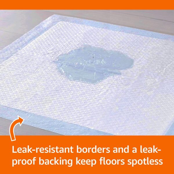 91UW66hkML._AC_SL1500_.jpg Amazon Basics Leak-Proof Dog and Puppy Potty Training Pee Pads with Quick-Dry 5-Layer Super Absorbent Design, Regular Size 22 x 22 inch, Blue & White, 100 Count