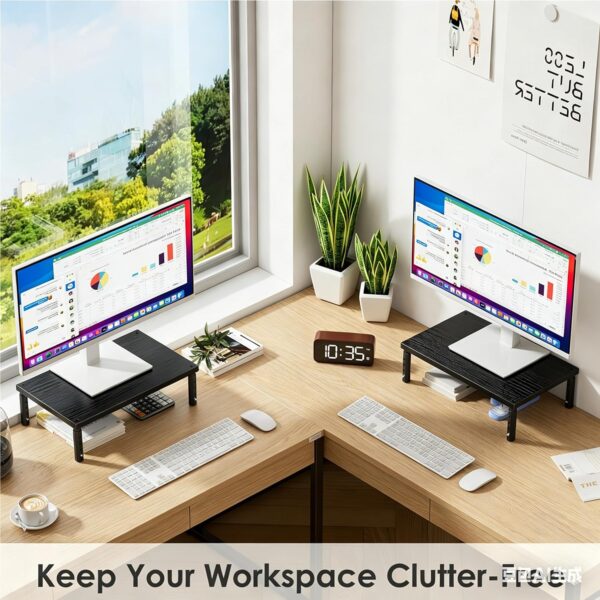 91Wj7vGR6dL._AC_SL1500_.jpg OPNICE Desk Organizers and Accessories, Adjustable Computer Monitor Stand Riser, Laptop Stand for Desk, Office Desk Accessories & Workspace Organizers for Home Office, Black Wood