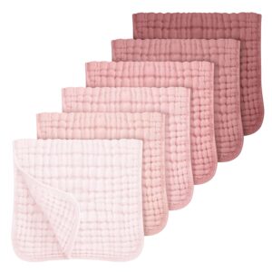 91m-rQ1RWL._SL1500_.jpg Looxii Muslin Burp Cloths Baby Girl 6 Pack - 20" x 10" - Ultra Soft & Absorbent, 6-Layer 100% Cotton for Spit Up & Drool- Gentle Baby Burping Cloth, Newborn Essentials Shower Gift Girl, Gradient Pink