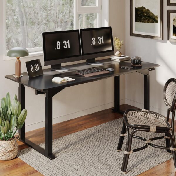 91vsELx3sL._AC_SL1500_.jpg SANODESK 4-Leg Standing Desk, Electric Height Adjustable Desk with Memory Presets for Home Office, Stand up Desk Computer Workstation, 71x32 Inches Black